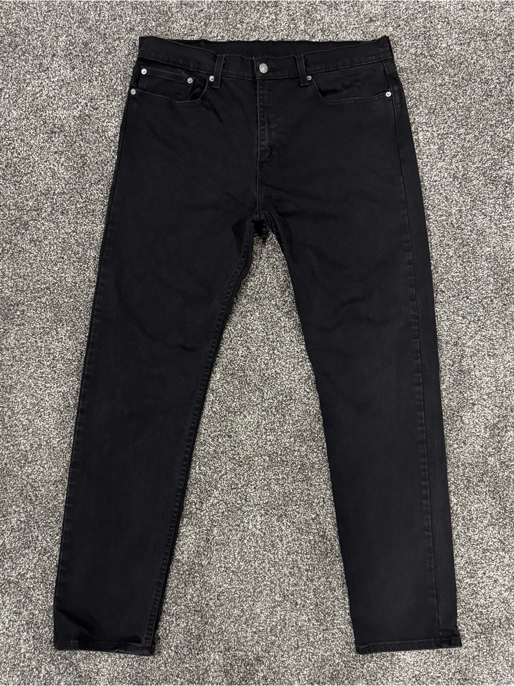 Levis Jeans Mens 36x34 Black 502 Taper Regular Fit Tapered Leg Stretch Denim